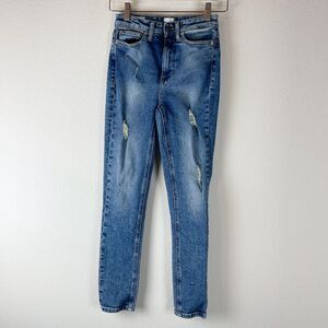 Calvin Klein Ankle Skinny Distressed Jeans Womens 25 Blue Premium Italian Fabric